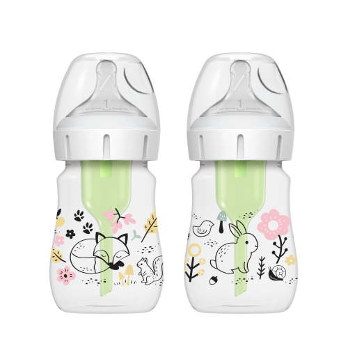 Dr. Brown's Anti-Colic Options+ Wide-Neck Baby Bottle, 5oz, Slow Flow, 2 Pack, 0m+