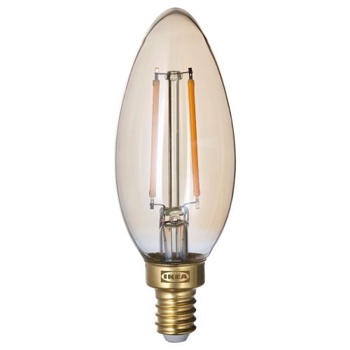 LUNNOM LED bulb E12 210 lumen - dimmable/chandelier brown clear glass