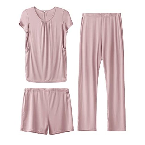 SUNNYBUY Womens Maternity Nursing Pajamas Set 3 Piece Breastfeeding PJS | Pregnancy Must Haves, Labor & Delivery Essentials, Going Home Outfit, Postpartum Lounge Set