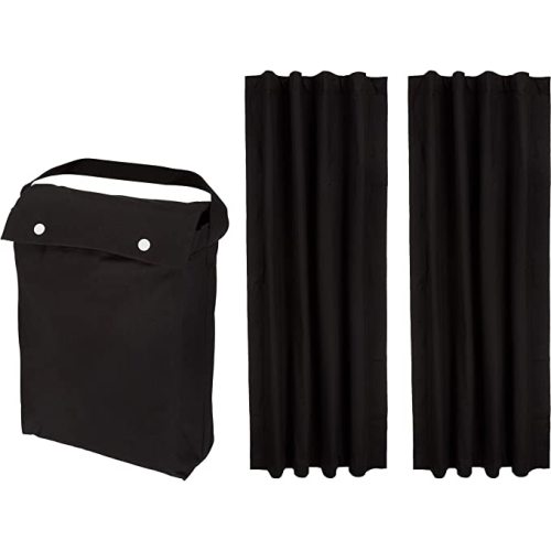 Amazon Basics Portable Window Blackout Curtain Shade with Suction Cups for Travel, 2-Pack, 78"L x 50"W, Black