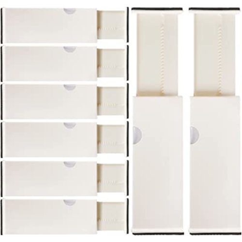 8 Drawer Organizer and Dividers, Organize Silverware and Utensils in Home Kitchen, Divider for Clothes in Bedroom Dresser, Designed to Not Snag Underwear and Bra Fabrics, Bathroom Storage Organizers