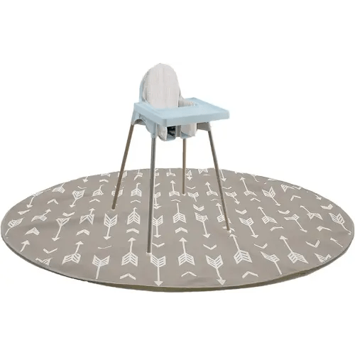 51" Multi-Purpose Waterproof Baby Splat Mat for Under High Chiar and Arts, Portable Play Mat for Toddler, Non-Slip Floor Splash Mat and Table Cloth (Beige Arrow)
