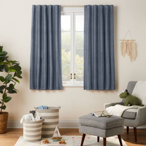 Chambray Cotton Kids' Blackout Window Curtain Panel - Pillowfort™