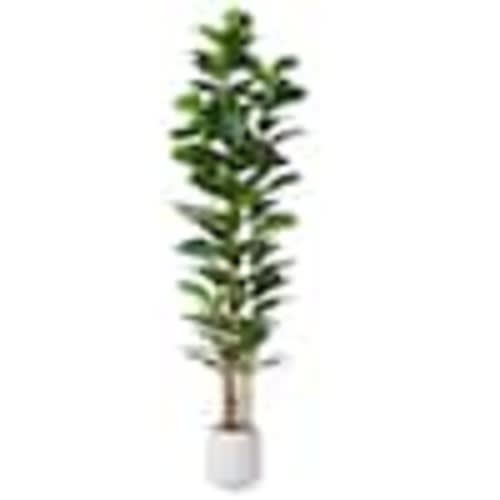 DR.Planzen 7 ft. Artificial Fiddle Leaf Fig Tree with Realistic Leaves and Natural Trunk, Silk Faux Potted Tree ZMGWGQYR2.1m-1