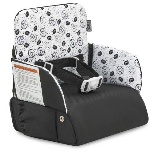 Evolur Snug Packsack 2-in-1 Portable Booster Seat and Travel Bag, Black And White