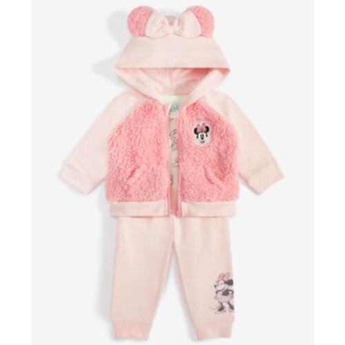 Baby Girls Minnie Mouse Hooded Jacket, Bodysuit & Pants Set