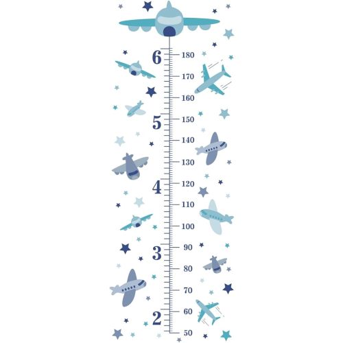 SUPERDANT 3pcs/Set Family Height Growth Chart Wall Sticker Airplane Star Self-Adhesive Height Wall Sticker for Bedoom Nursery Living Room Decor 38"x15"