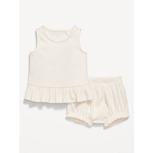 Sleeveless Ribbed Ruffle-Trim Top and Shorts Set for Baby | Old Navy
