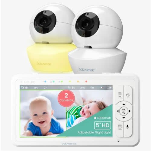 Babysense HD S2: Video Baby Monitor with 2 Cameras, Non Wifi, Split Screen & Night Light Machine