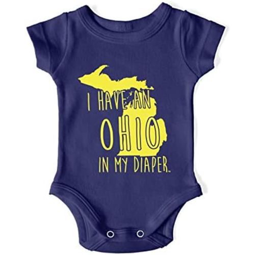 In My Diaper Ohio Funny Diaper Onesie - 100% Cotton USA Outfit - Funny Baby Gift