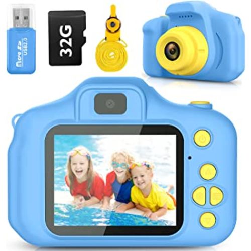 Desuccus Kids Camera Toys Christmas Birthday Gifts for Boys and Girls Kids Toys 3-9 Year Old HD Digital Video Camera for Toddler 5 Puzzle Games with 32GB SD Card (Blue)