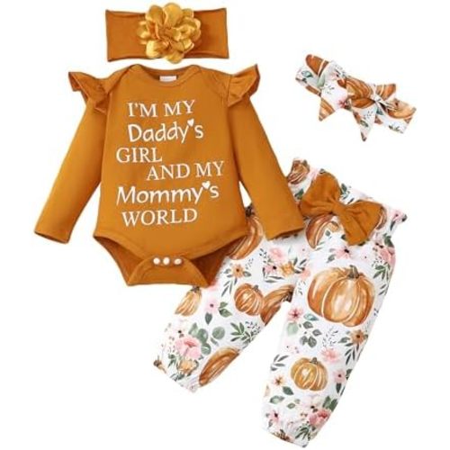 SUNNY PIGGY Newborn Infant Baby Girl Clothes Ruffle Romper Toddler Girl Floral Cotton Pant Sets Girls Clothing Outfit