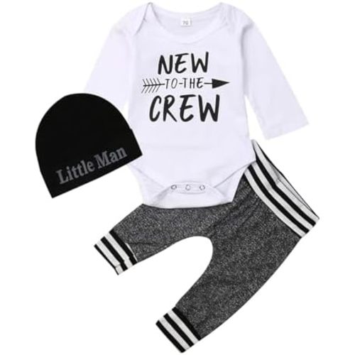 Newborn Infant Baby Clothes Long Sleeve Romper + Pants + Hat 3PCS Outfits Set