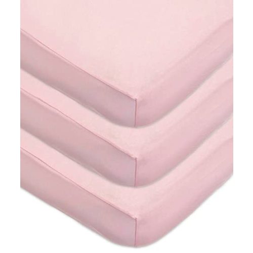 American Baby Company 3 Pack Fitted Crib Sheets 28" x 52", Soft Breathable Neutral 100% Cotton Jersey Sheet, Pink, for Boys and Girls, Fits Crib and Toddler Bed mattresses
