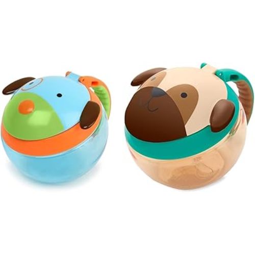 Skip Hop Baby Snack Container Dog and Pug Zoo Snack Cups, Set of 2
