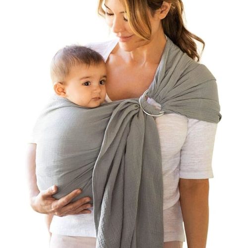Moby Ring Sling Wrap Carrier | Hands-Free, Versatile Support Wrap for Mothers, Fathers, and Caregivers | Breathable, Baby Wrap Carrier for Newborns, Infants & Toddlers | Supports 8-30 lbs | Pewter