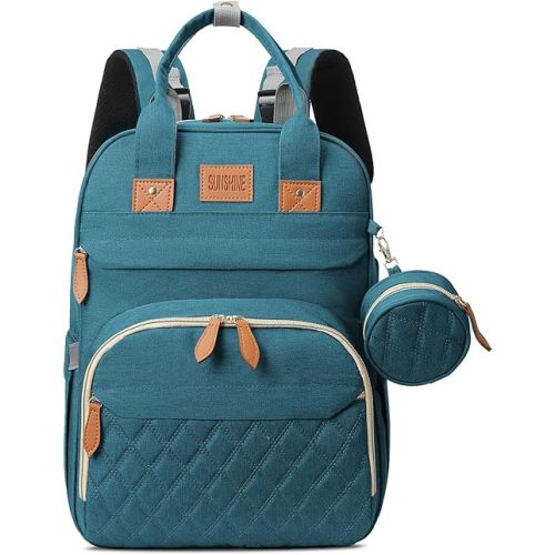 Diaper Bag Backpack, Large Diaper Bag with Changing Station, Baby Diaper Bag, New Mom Gifts, Lightweight Waterproof Unisex Diaper Bag with Insulated Pockets and USB Charging Port, Cyan