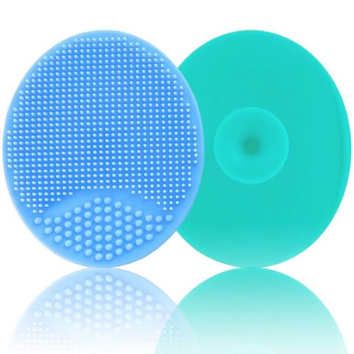 Baby Bath Brush, Baby Cradle Cap Brush, Silicone Massage Brush, Silicone Scrubbers Exfoliator Brush, Baby Skin Scrubbers for Dry Skin, Cradle Cap and Eczema (Large-Blue & Green)