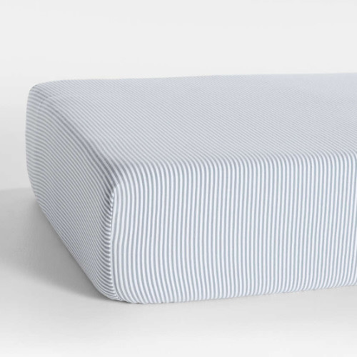 Comfy Tee Whisper Stripe Blue 100% Organic Cotton Jersey Baby Crib Fitted Sheet