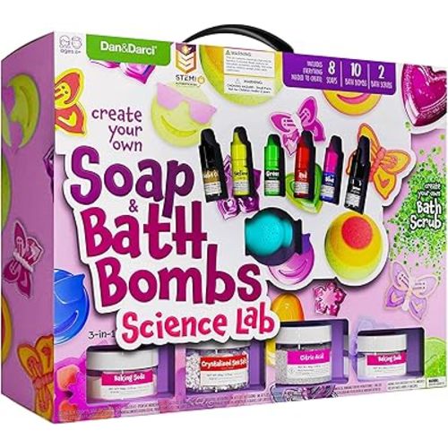 Dan&Darci Soap & Bath Bomb Making Kit for Kids, 3-in-1 Spa Science Kits, Craft Gifts for Girls & Boys Age 6-12 Year Old Girl Crafts: DIY Experiment Toys, Gift for Kid Ages