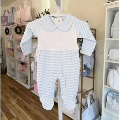 Blue Stripe Collar Footie – Little Stitches & Co.