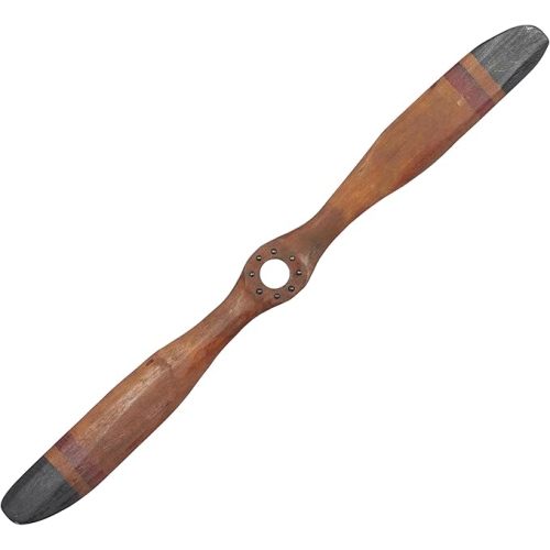 Deco 79 Traditional Wooden Airplane Propeller Decor, 5" H x 48" L, Polished Brown Finish, Model:92671
