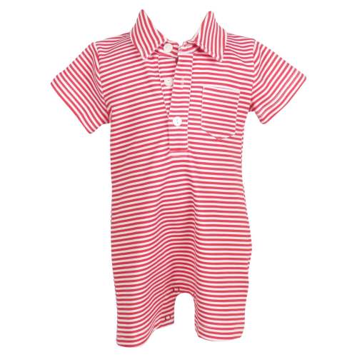 Rhett Romper - Red and White Stripe