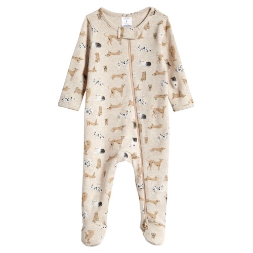 Print Zip Cotton Footie