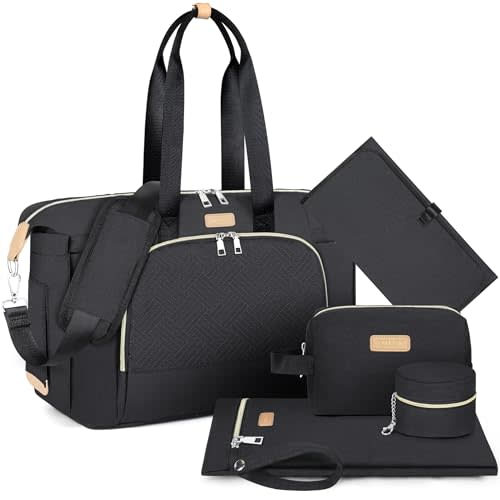 ITIEZY Diaper Bag Tote for Baby - Large Mommy Bag with Portable Changing Pad Pacifier Case, Hospital Bags Travel Baby Bag
