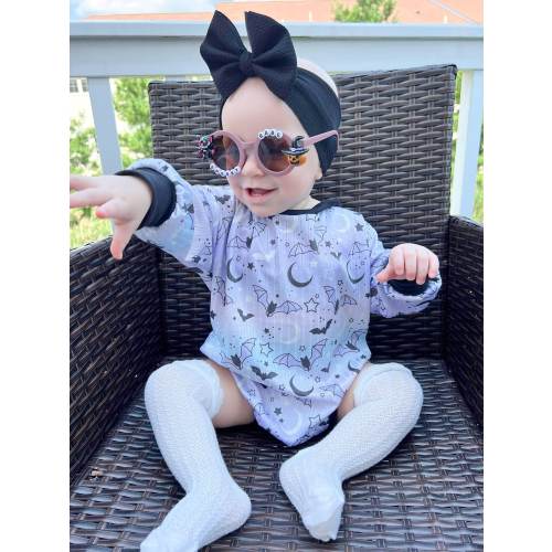 Purple Halloween Baby Sweater Romper, Baby Romper with Headwrap Bow and Knee High Socks, First Halloween Baby Outfit, Baby's 1st Halloween