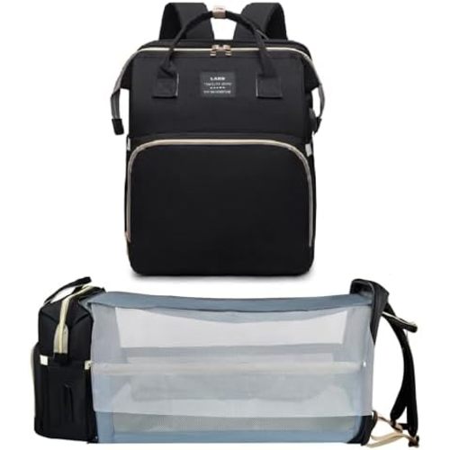Baby Bag Diaper Bags with Changing Station, Large Capacity Diaper Bag Backpack for Moms Dads with USB Charging Port, Waterproof Diaper Backpack（Black）