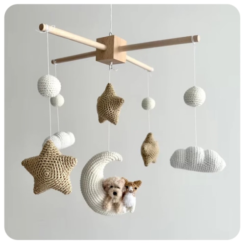 MY DOLLFY Pet Moon Brown | Custom Crochet Pet Nursery Baby Mobile – My Dollfy