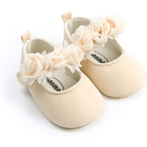 Baby Girl Moccasins Princess Sparkly Mary Jane Dresses Shoes Premium Lightweight Soft Sole Crib Shoes Toddler Shoes - 0-6 Months Infant - B1-beige
