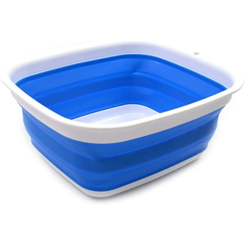 SAMMART 7.7L (2 Gallon) Collapsible Tub - Foldable Dish Tub - Portable Washing Basin - Space Saving Plastic Washtub (Blue, S)