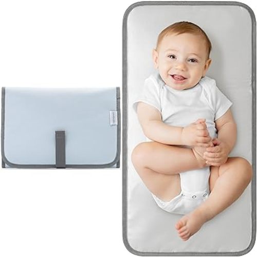 Comfy Cubs Baby Changing Pad Compact Size - Waterproof Diaper Changing Mat with Cushioned Pillow - Soft & Lightweight, Foldable Design for Travel - Stylish Design for Boys and Girls - Sea Blue