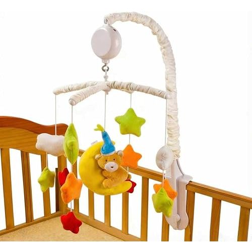HLLEDUO Crib Mobile for Boys or Girls - Cloud/Star/Moon&Bear Starry Sky Theme, Baby Crib Mobile with 35 Lullabies Rotating Auto-Shutoff, Baby Mobile for Crib & Crib Toys Hanging Nursery Decor.