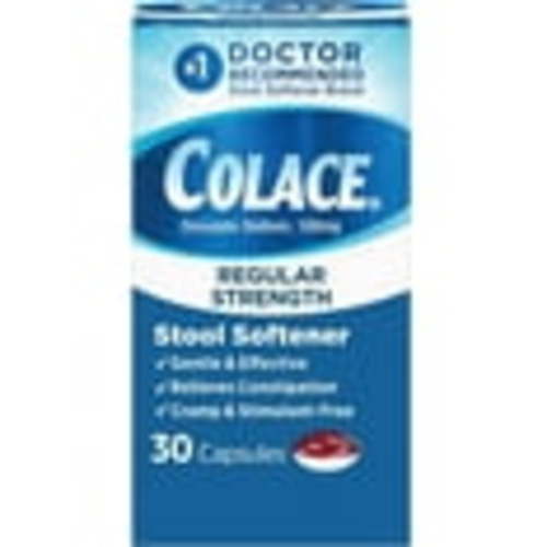 Colace® Gentle Docusate Laxative for Regular Strength Constipation Relief, 100mg Capsules, 30 Ct