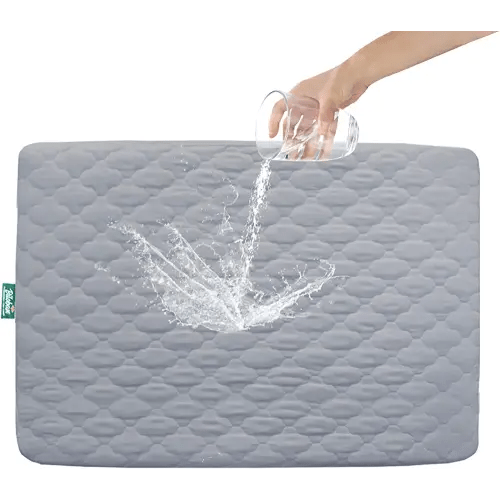 Pack and Play Sheets Mattress Pad Protector Fitted Waterproof Playard Mattress Cover, Compatible with Graco Pack n Play & Dream On Me & Pamo Babe, Playpen/Playard Sheet Quilted, Gray, 39" x 27"