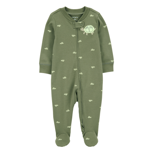 Baby Turtle Print 2-Way Zip Cotton Sleep & Play Pajamas - Green - Carter's | Carter's