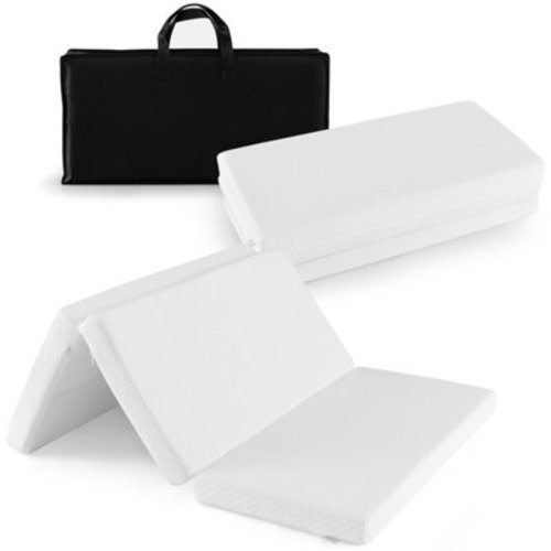 Resenkos Portable Tri-fold Pack and Play Mattress Pad with Gel-Infused Memory Foam-White
