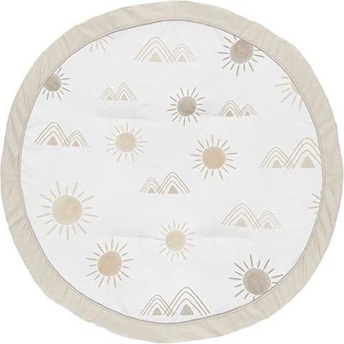 Sweet Jojo Designs Boho Desert Sun Taupe Playmat Tummy Time Infant Boy Girl Baby Play Mat Neutral Tan Beige Ivory Gold Cream Off White Bohemian Mountain Nature Outdoors Geometric Minimalist Sunshine