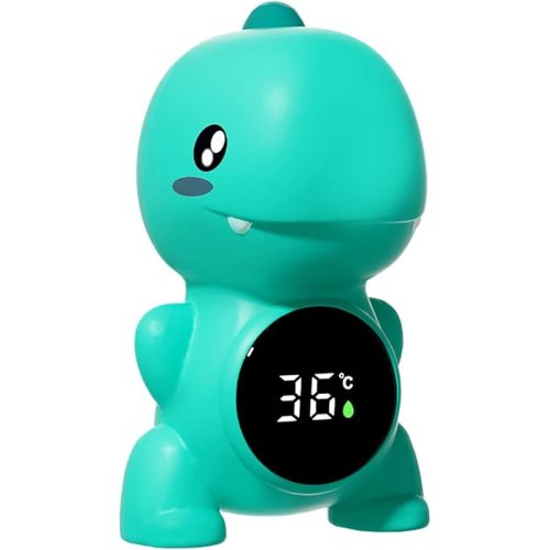 Baby Thermometer – Dinosaur Floating Temp Gauge | Three‑Color Display, Water Safety Meter, Cozy Shower Toy, Bath Time Thermometer for Infants