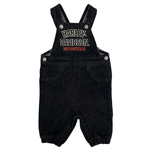 Harley-Davidson Baby Unisex Embroidered H-D Denim Newborn Overalls - Black