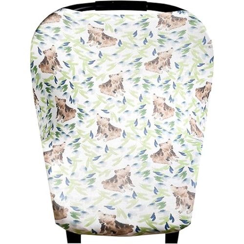 Copper Pearl Multi-Use Cover: Car Seat, Nursing, and Stroller Cover for Sun - Stretchy Fabric, All-Season Use, Stylish Designs, Easy Access for Moms - Bear