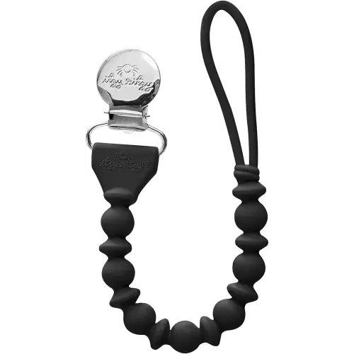 Itzy Ritzy Silicone Pacifier Clip 100% Food Grade Silicone Pacifier Strap with Clip Keeps Pacifiers, Teethers & Small Toys in Place Features One-Piece Design & Silicone Cord (Midnight)