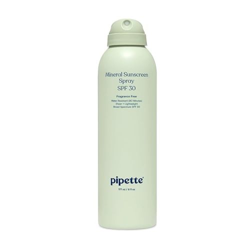 Pipette Baby Mineral Sunscreen Spray SPF 30, Broad Spectrum with Non-Nano Zinc Oxide, Water Resistant UVB/UVA Non-Toxic Sun Protection for Kids & Sensitive Skin, 6 oz