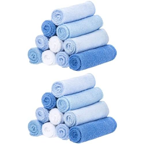 Spasilk Washcloth Wipes Set for Newborn Boys and Girls, Soft Terry Washcloth Set, Pack of 20, Blue, Ideal Baby Shower Gift