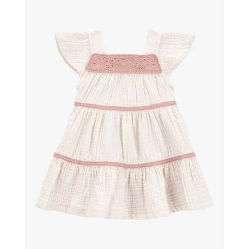 Baby Girl Striped Tiered Dress - White/Pink - Carter's | Carter's