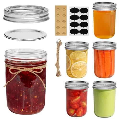ComSaf Small Mason Jars 8 oz - 6 Pack, Regular Mouth Mason Jar with Lids and Seal Bands, Small Glass Canning Jar for Spice, Jam, Honey, Jelly, Dessert, Shower Wedding Favors, DIY Candles Decor