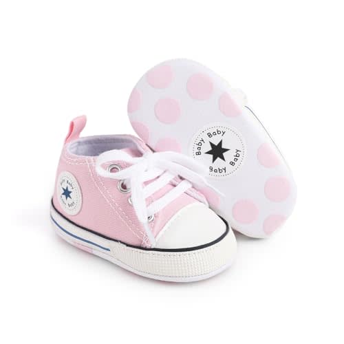 xioqen Unisex Baby Boys Girls Shoes, Newborn Infant Non-Slip Canvas Denim High Top Sneakers, Toddler First Walkers Shoes